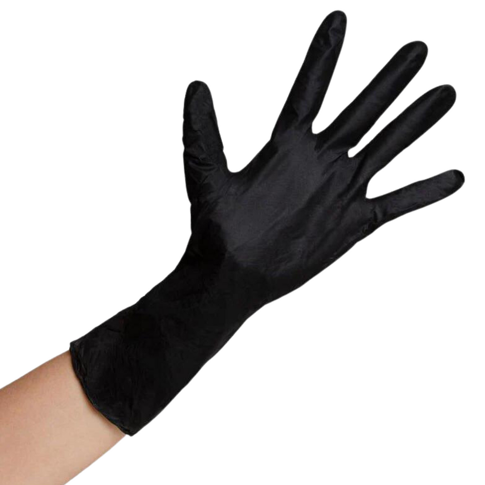 Reusable Black Latex Gloves (Box of 10) Medium
