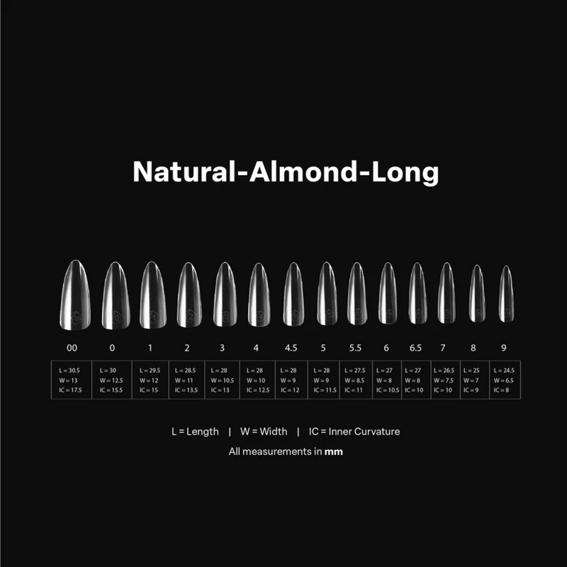 Gel X 2.0 Box of Tips: Natural Almond - Long (14 Sizes)