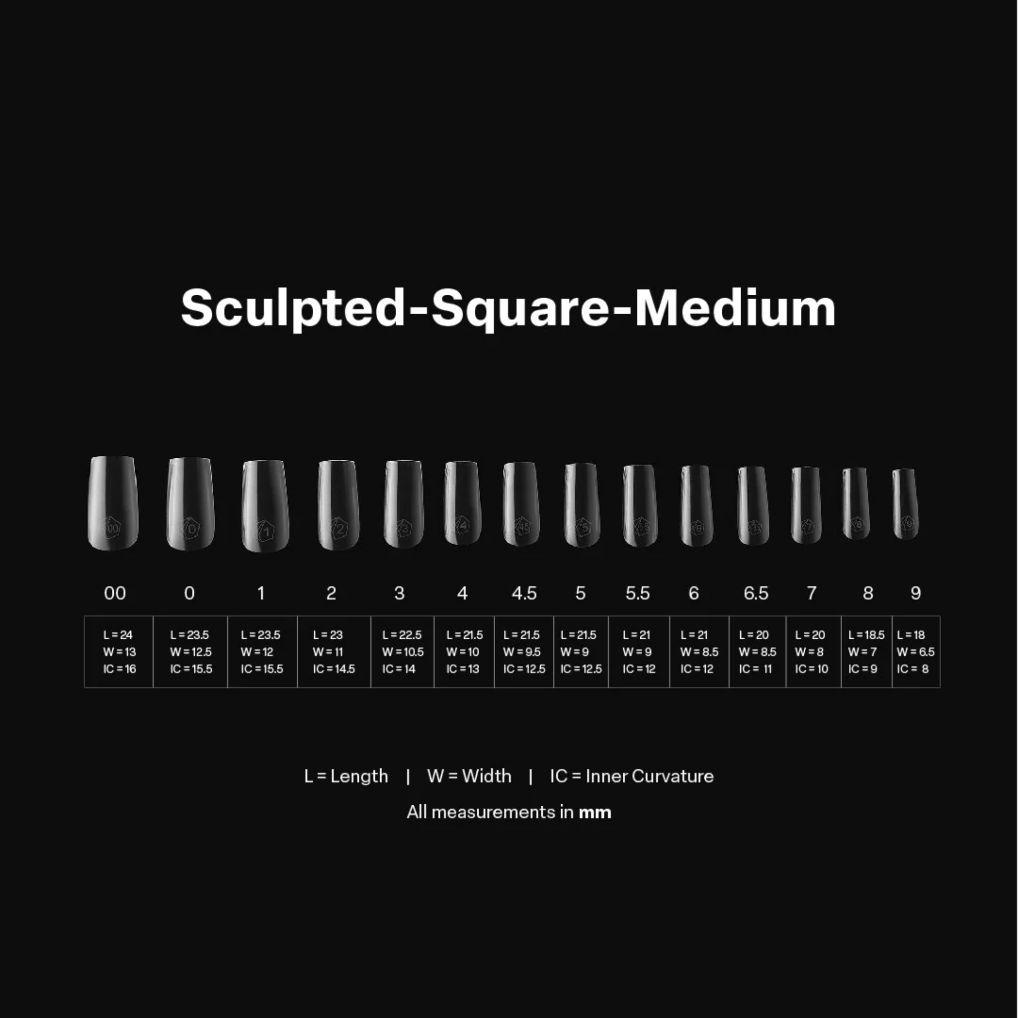 Gel X 2.0 Box of Tips: Sculpted Square - Medium (14 Sizes)