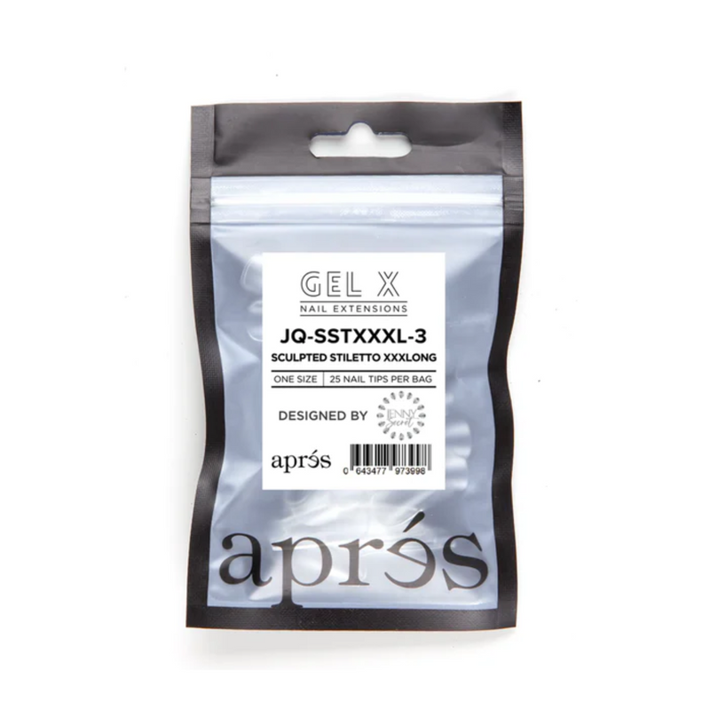 Gel X Tips Refills - Sculpted Stiletto Extra Extra Extra Long (Size: 3 - 25 Pcs)