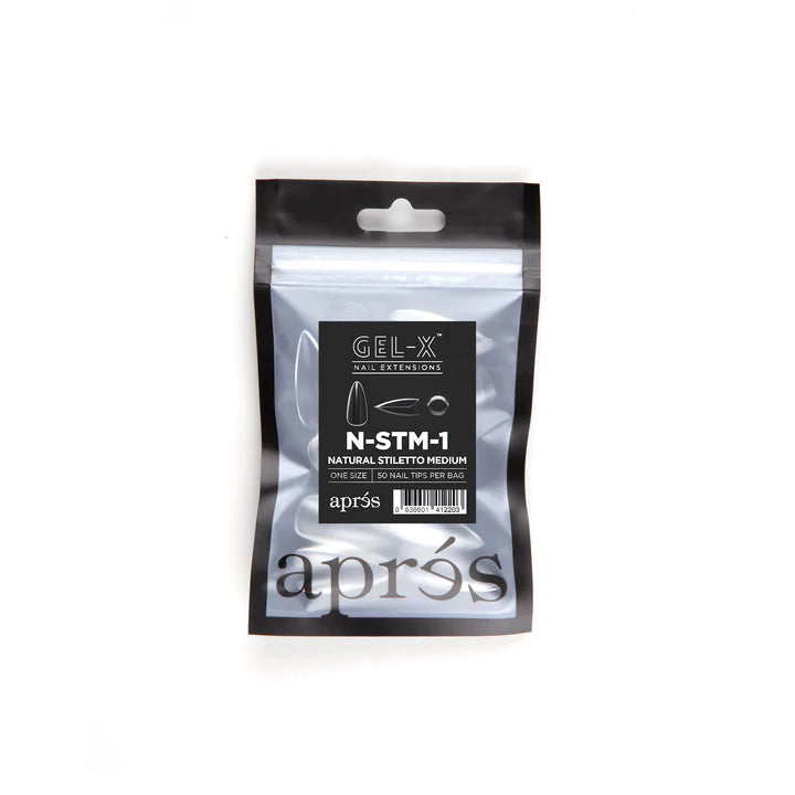 Gel X Tips Refills - Natural Stilleto Medium (Size 1 - 50pcs)